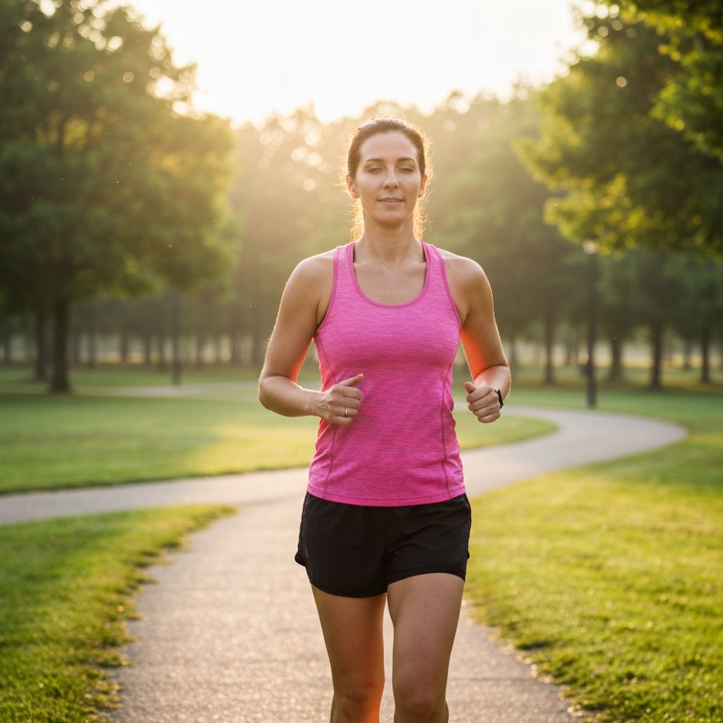 Person jogging in park